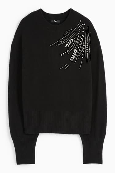 Femmes - Pull orné de strass - noir