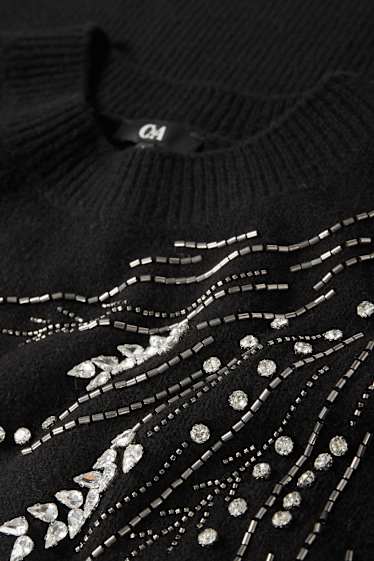 Femmes - Pull orné de strass - noir
