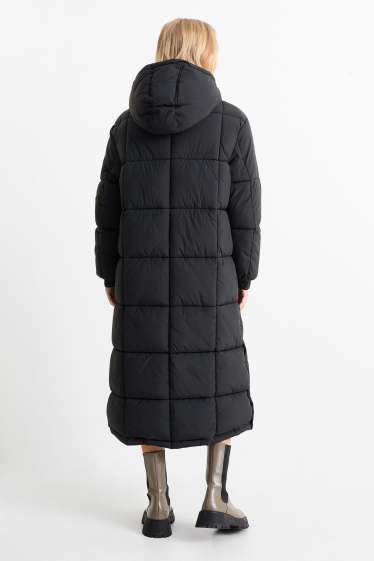 Donna - Cappotto trapuntato con cappuccio - nero