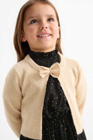 Kinder Mädchen - Set - Kleid, Strickjacke und Strumpfhose - 3 teilig - schwarz / beige
