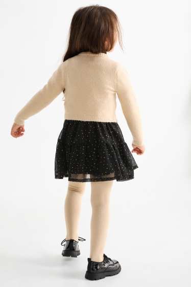 Kinder Mädchen - Set - Kleid, Strickjacke und Strumpfhose - 3 teilig - schwarz / beige