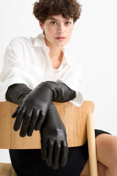 Women - Leather gloves - black
