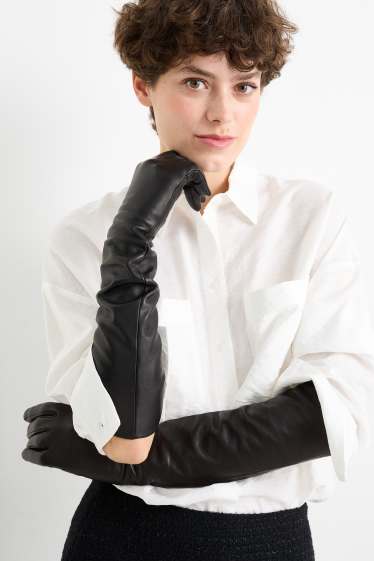 Women - Leather gloves - black