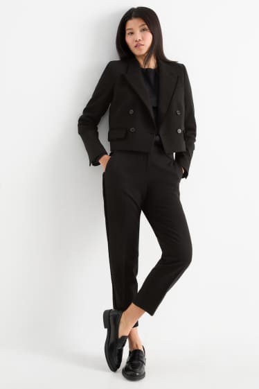 Dámské - Business kalhoty - mid waist - straight fit - černá