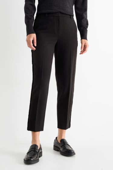 Dámské - Business kalhoty - mid waist - straight fit - černá