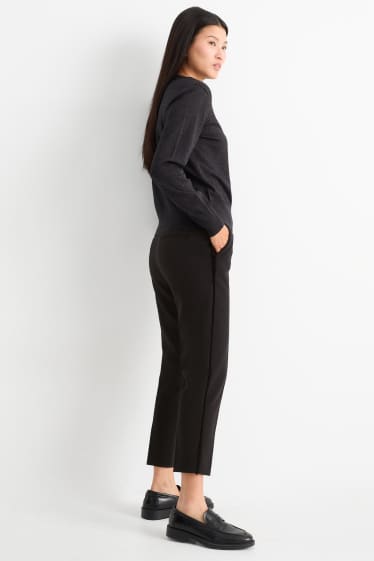 Dámské - Business kalhoty - mid waist - straight fit - černá