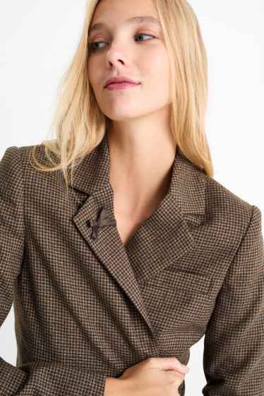 Femmes - Blazer court - à carreaux - marron foncé