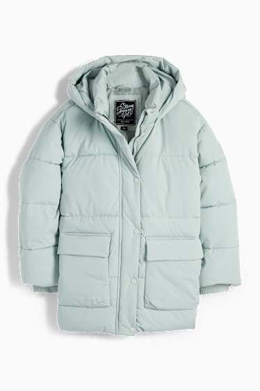 Kinder Mädchen - Steppjacke mit Kapuze - mintgrün