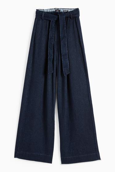 Damen - Wide Leg Jeans - High Waist - dunkelblau