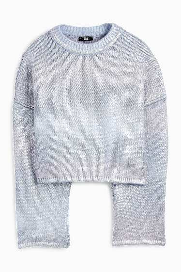Femmes - Pull - brillant - à motif - bleu