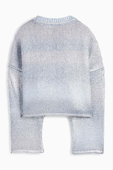 Femmes - Pull - brillant - à motif - bleu