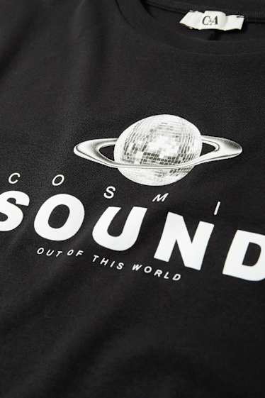 Dona - Samarreta crop de màniga curta - negre