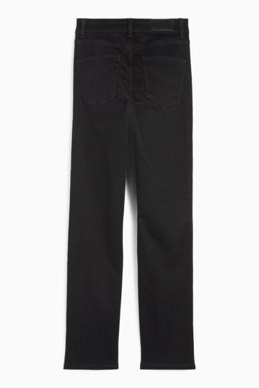 Femei - Straight jeans cu ștrasuri - talie medie - LYCRA® - negru