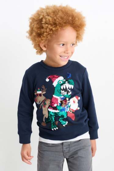 Kinderen: jongens - Set van 2 - kerst en dino - hoodie en sweatshirt - groen