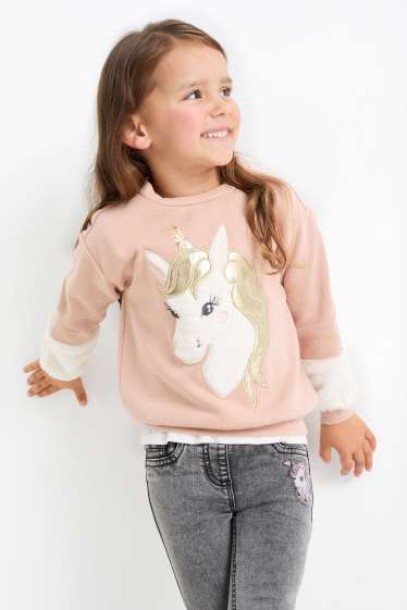 Enfants filles - Licorne - sweat - rose foncé