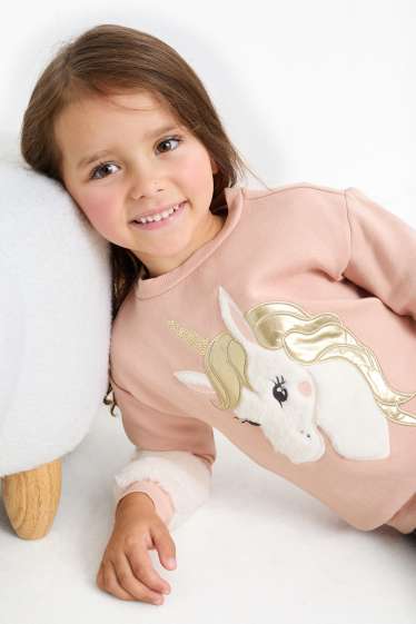 Enfants filles - Licorne - sweat - rose foncé