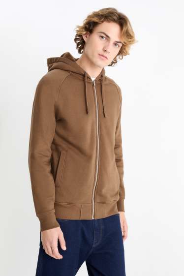 Herren - Sweatjacke mit Kapuze - dunkelbraun