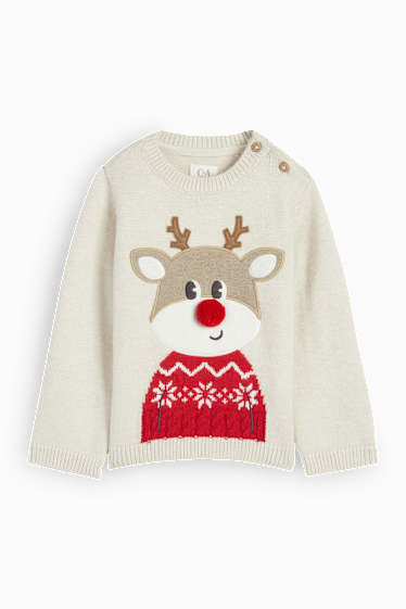 Baby Boys - Rudolph - baby Christmas jumper - light beige
