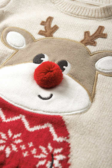 Baby Boys - Rudolph - baby Christmas jumper - light beige