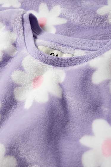 Bambine - Pigiama invernale - 2 pezzi - a fiori - viola chiaro