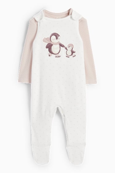 Nadó nena - Pingüí - conjunt de pijama d’una peça - 2 peces - rosa