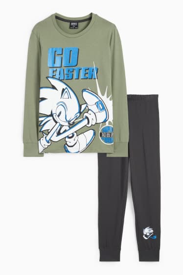 Kinderen: jongens - Sonic - pyjama - 2-delig - groen