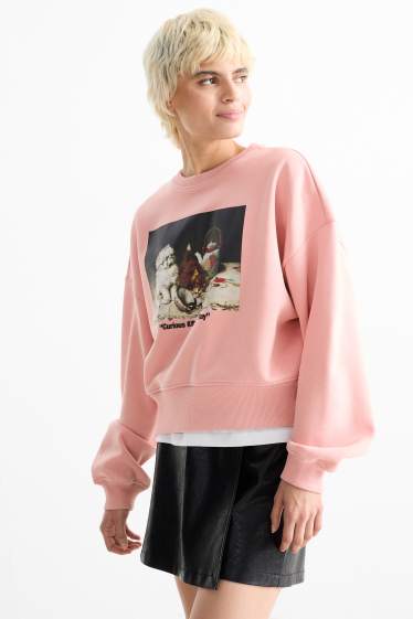 Dames - Sweatshirt - Catlady Collection - donker rose