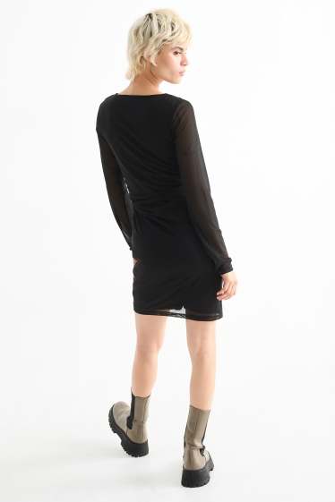 Damen - Mesh-Kleid - schwarz