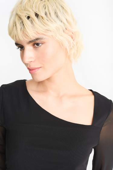 Damen - Mesh-Kleid - schwarz