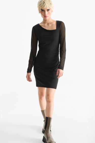 Damen - Mesh-Kleid - schwarz