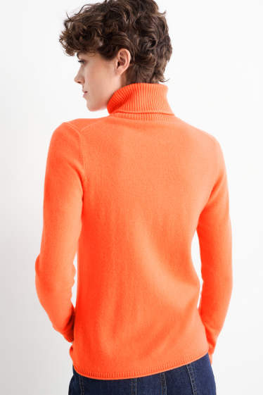Damen - Kaschmir-Rollkragenpullover - orange