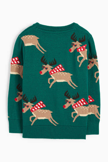 Kinderen: jongens - Rendier Rudolf - trui voor de kerst - donkergroen