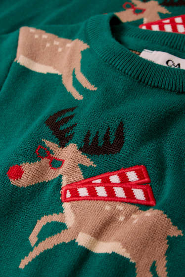 Kinderen: jongens - Rendier Rudolf - trui voor de kerst - donkergroen
