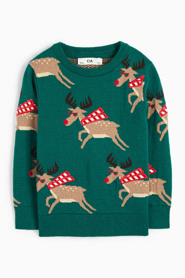 Kinderen: jongens - Rendier Rudolf - trui voor de kerst - donkergroen