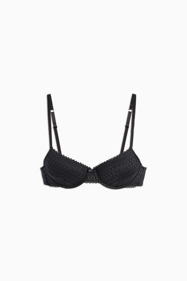 Femei - Sutien cu armătură - DEMI - vătuit - negru