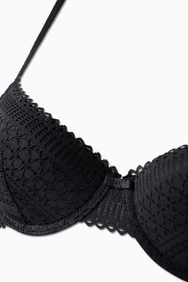 Femei - Sutien cu armătură - DEMI - vătuit - negru