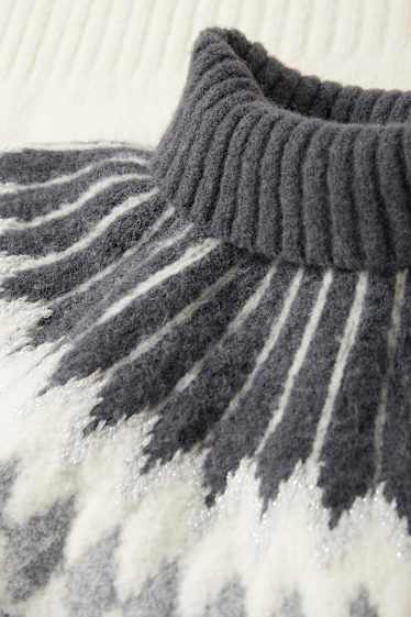 Kobiety - Sweter z golfem - ze wzorem - kremowobiały