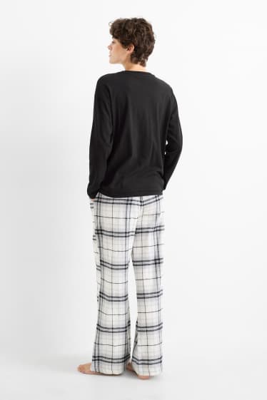 Damen - Pyjama mit Flanellhose - schwarz