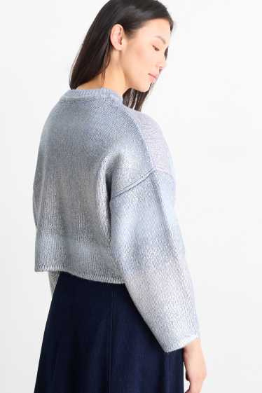 Femmes - Pull - brillant - à motif - bleu