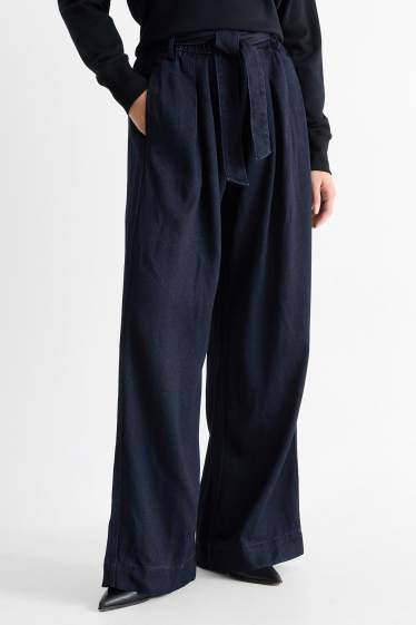 Damen - Wide Leg Jeans - High Waist - dunkelblau