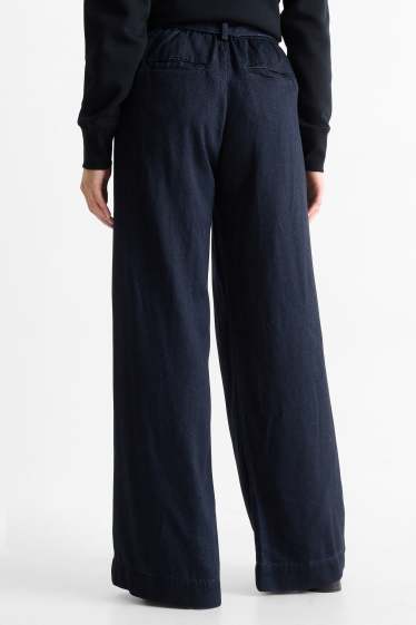 Damen - Wide Leg Jeans - High Waist - dunkelblau