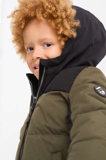 Kinder Jungen - Steppjacke mit Kapuze - strukturiert - grün