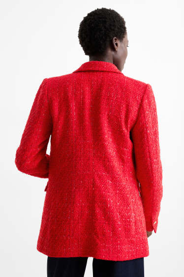 Women - Blazer - fitted - textured - red