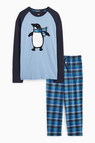 Hommes - Pyjama doté d'un pantalon de flanelle - bleu clair