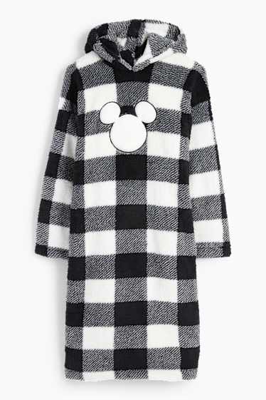 Dámské - Mikinová deka - kostkovaná - Mickey Mouse - černá