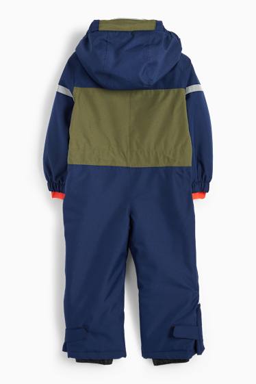 Kinder Jungen - Skianzug mit Kapuze - wasserdicht - dunkelblau