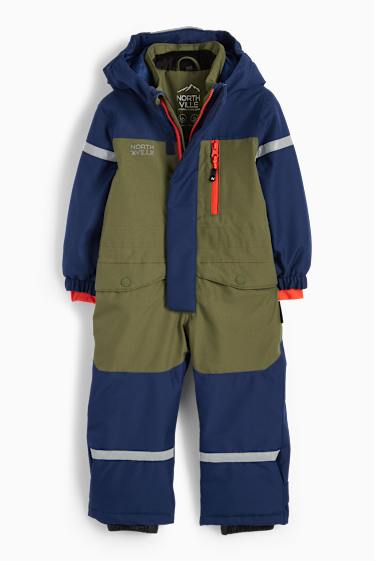 Kinder Jungen - Skianzug mit Kapuze - wasserdicht - dunkelblau