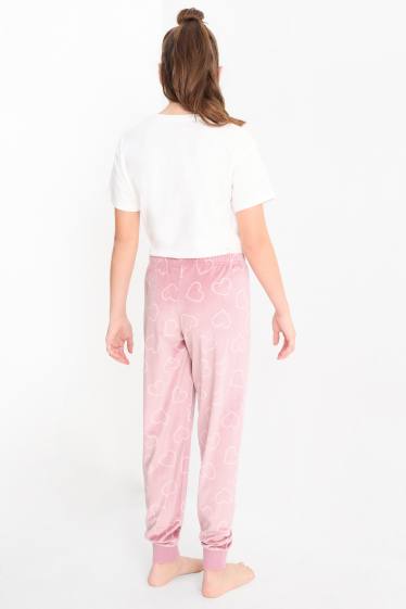 Kinder Mädchen - Multipack 2er - Herz - Pyjamahose - dunkelrosa