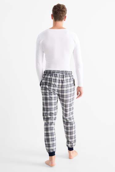 Bărbați - Pantaloni de pijama din flanel - în carouri - albastru închis
