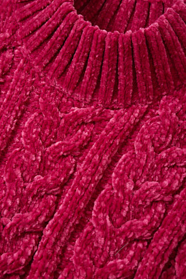 Kinder Mädchen - Chenille-Pullover mit Zopfmuster - pink